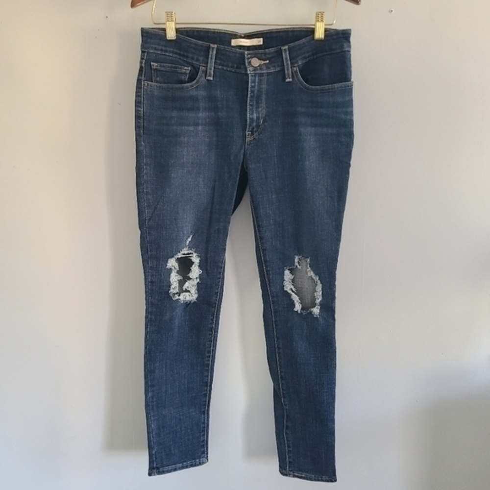 Levi's‎ 711 Skinny Distressed Dark Wash Jeans
